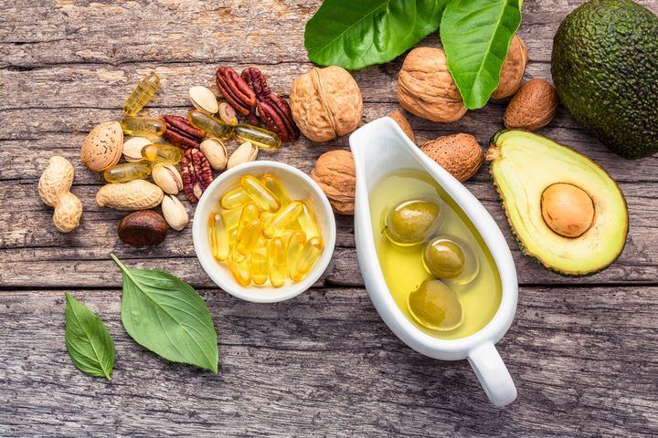 Nuts, avocado and olive oil